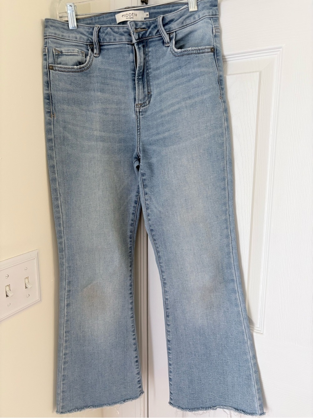Hidden Light Wash High-Rise Flare Jeans - Light Blue